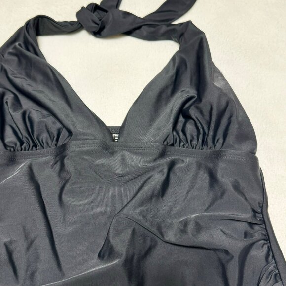 DKNY Womens Black One-Piece Halter Swimsuit L Large Nylon & Spandex - Picture 11 of 13